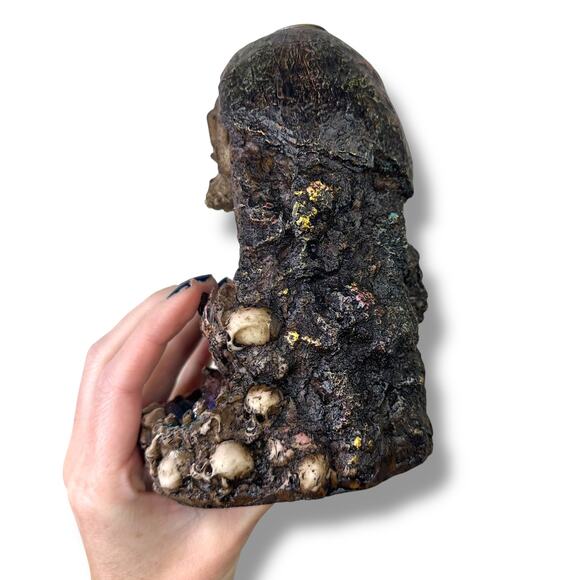 Grim Reaper Skull Crystal Cave Resin LED Light Backflow Incense Holder Burner - Picture 7 of 12